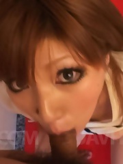 Mariko Asian doll licks and sucks phallus and urinates in bowl